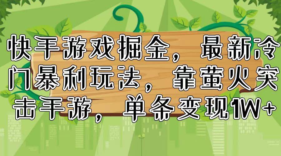 快手游戏掘金新玩法，冷门又暴利！靠萤火突击手游，一条视频赚1W+-安索博客网