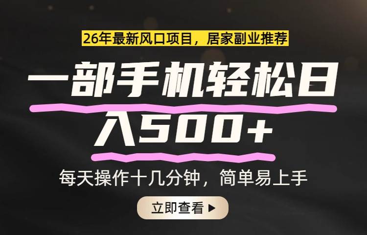 （17680期）2026年最靠谱的居家副业，拿手机就能干，日赚500+稳稳的-安索博客网