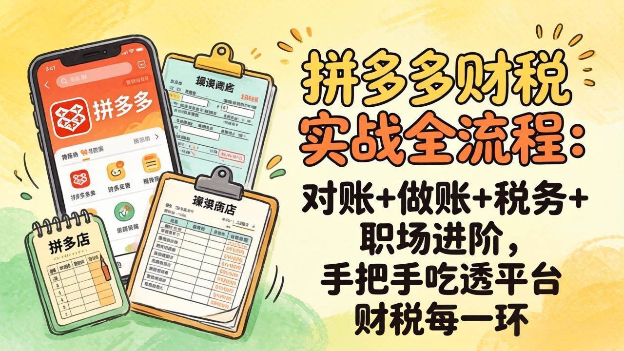 （17678期）拼多多财税实操全流程：对账+做账+税务+职场进阶，手把手带你搞定平台财税每个细节-安索博客网