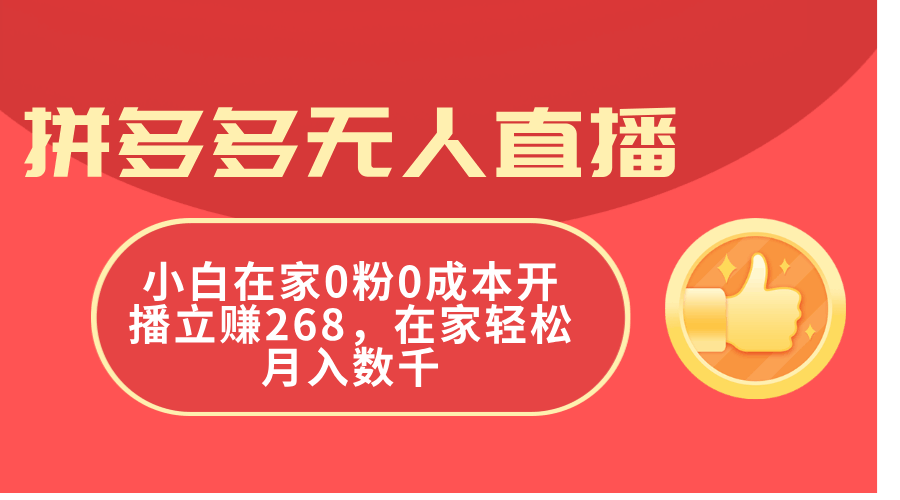 （11521期）拼多多无人直播，小白在家0粉0成本开播就能赚268，轻松月入好几千-安索博客网