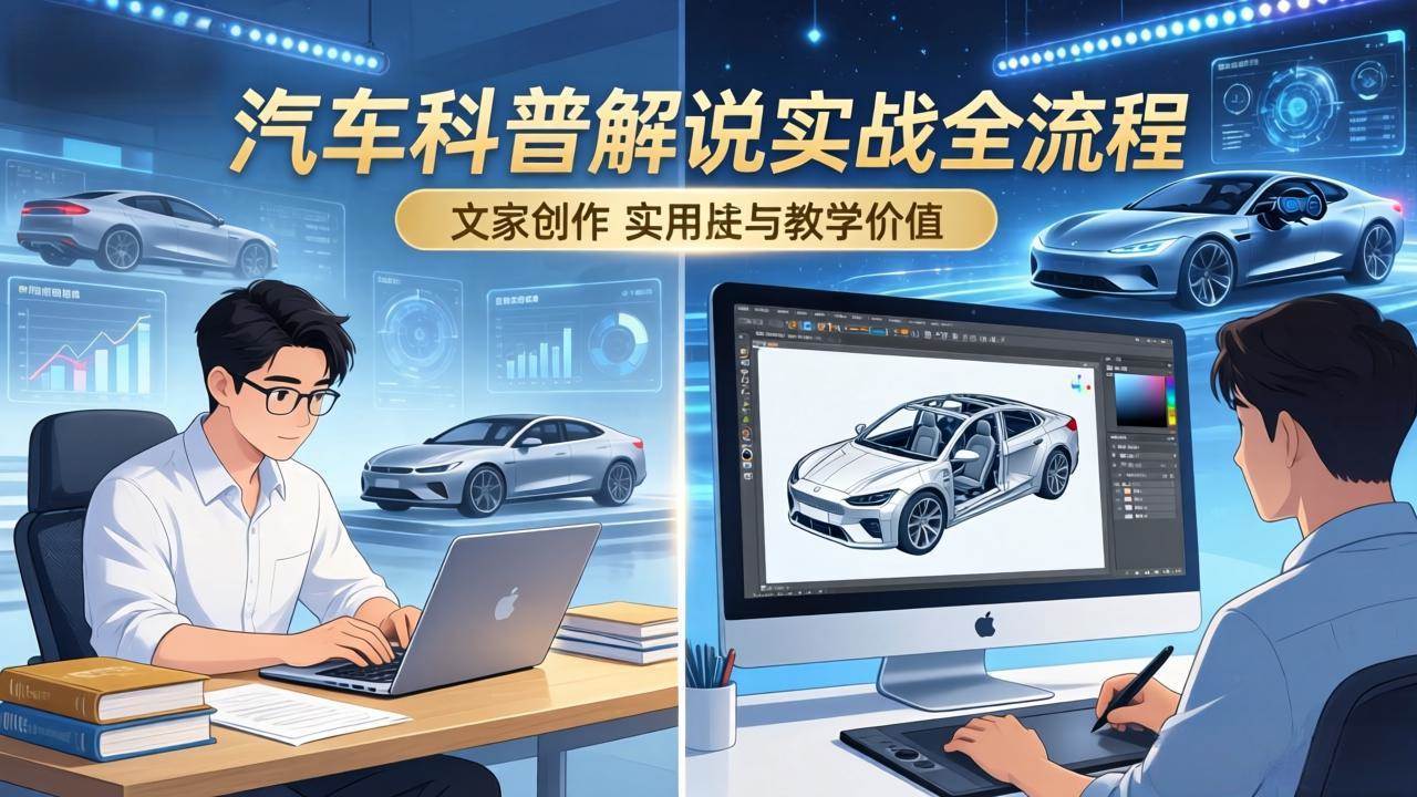 （17665期）抖音汽车科普解说实战：文案+动画+画面处理+去水印全流程，手把手教你做出专业汽车科普视频-安索博客网