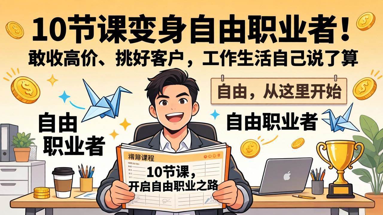 10节课变身自由职业者！敢报高价、挑好客户，工作生活全由你掌控-安索博客网