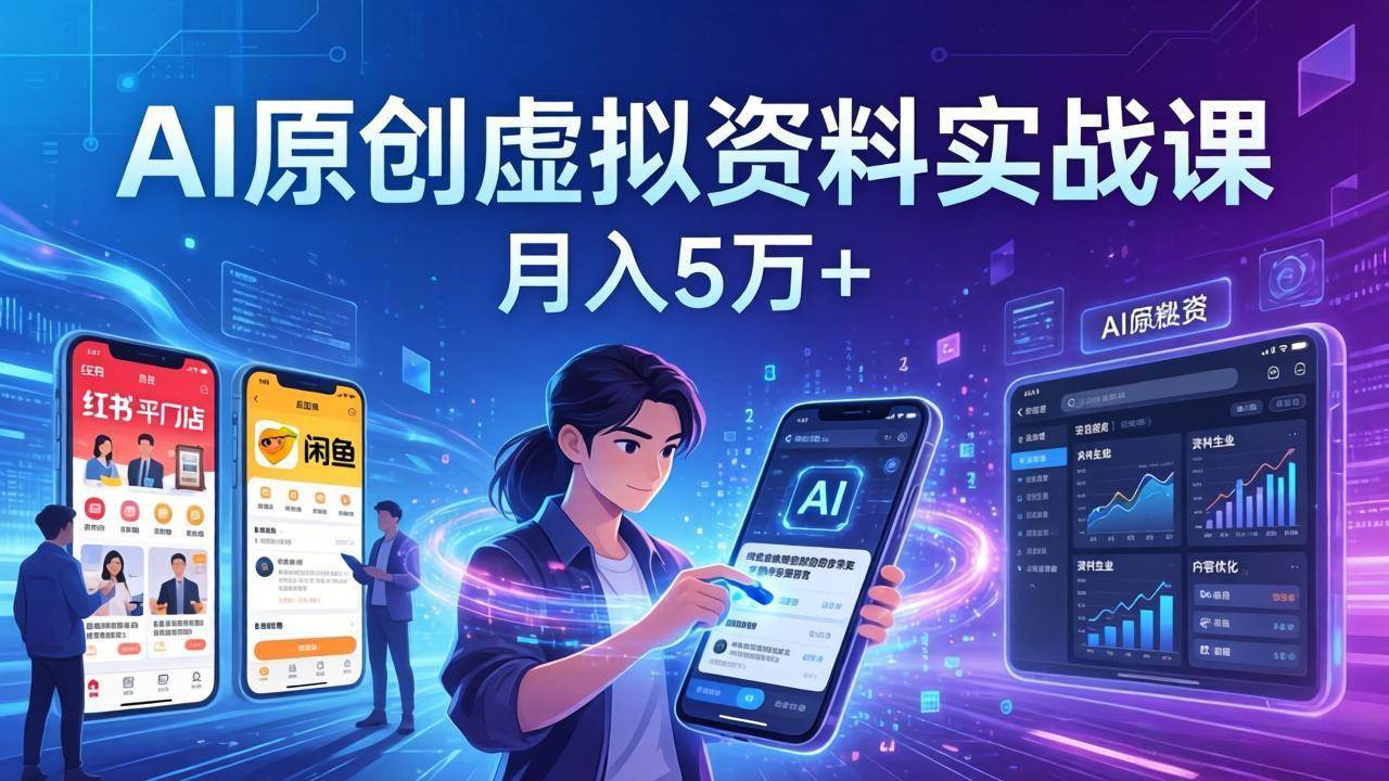 AI原创虚拟资料实战课：2026年新玩法，小红书+闲鱼开店，普通人用AI轻松月入5万+-安索博客网
