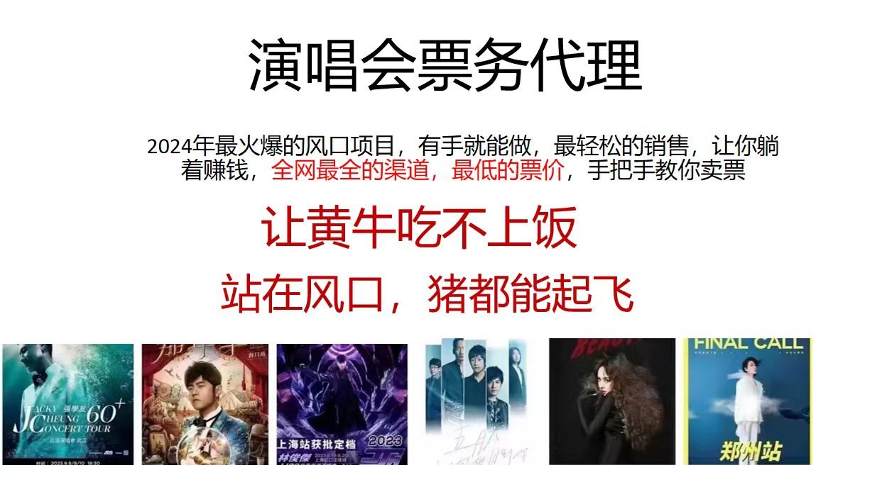 演唱会票务代理，2024年最火的风口项目，票价全网最低，小白也能轻松上手-安索博客网