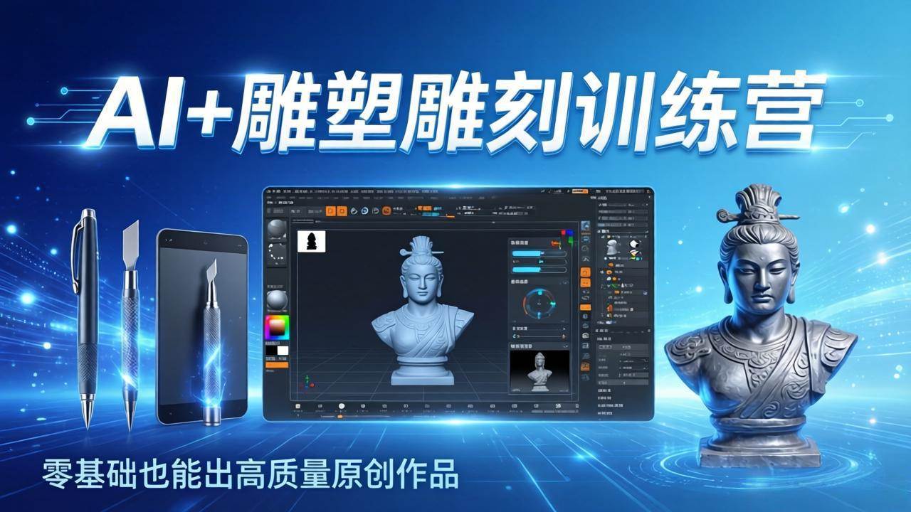 AI+雕塑雕刻训练营：从AI搞创作到3D雕刻+渲染，零基础也能玩出高质量原创-安索博客网