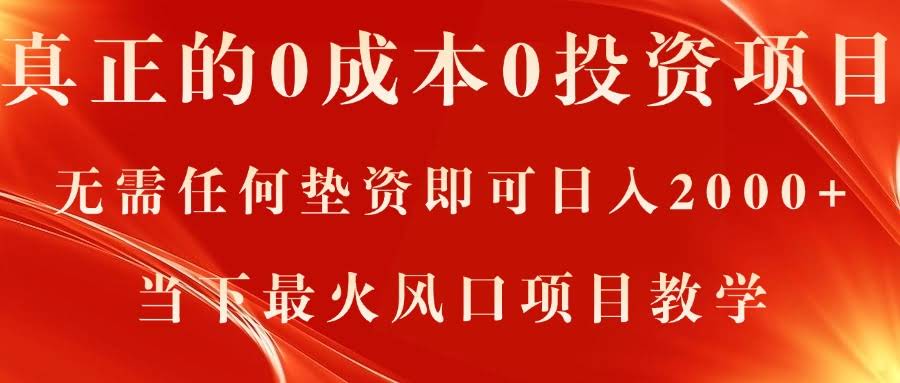 零成本也能赚钱？这个风口项目，日入2000+不是梦！-安索博客网