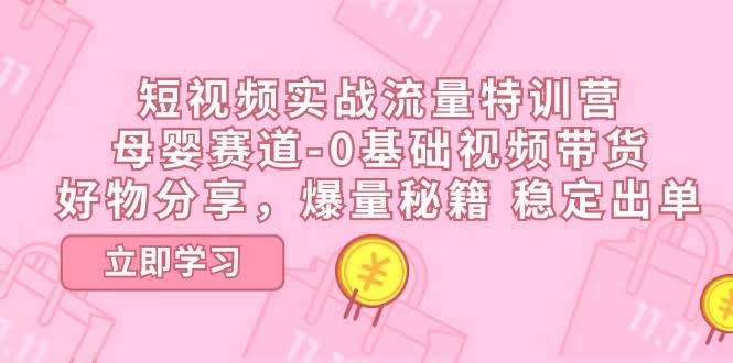 (11373期)短视频实战流量特训营，母婴赛道-0基础带货，好物分享，爆量秘籍 稳定出单-安索博客网