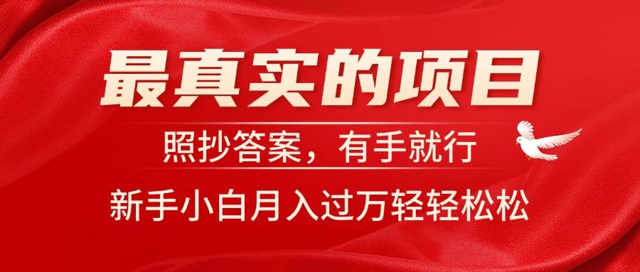 最靠谱的项目，照着答案抄，有手就能干，新手也能月入过万-安索博客网