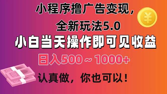 （11290期）小程序撸广告变现，5.0新玩法，小白当天就能上手，日赚500~1000+-安索博客网