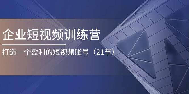 （11278期）企业短视频训练营：21节课，手把手教你打造一个能赚钱的短视频账号-安索博客网