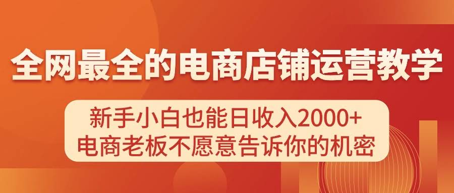 电商店铺运营教学，新手也能日赚2000+！老板偷偷藏着的秘密，我全告诉你-安索博客网