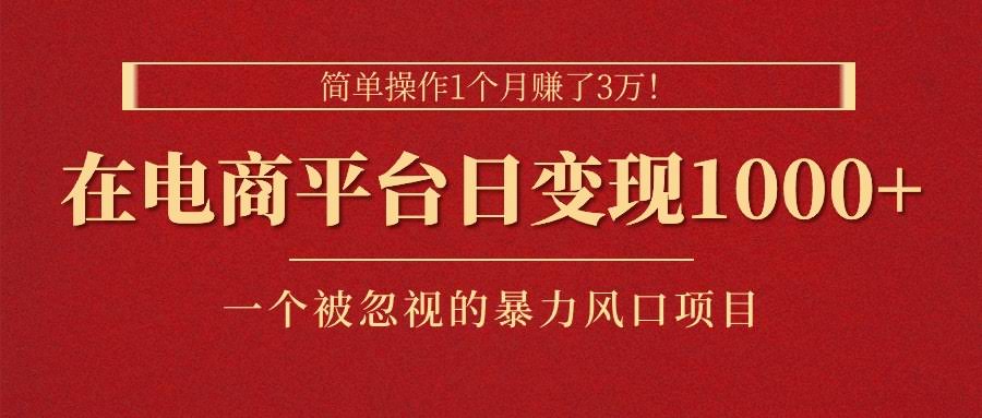 （11160期）一个月轻松赚3万！电商平台日赚1000+！一个被大家忽视的超猛风口…-安索博客网