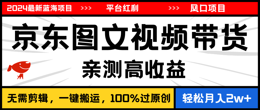 2024最新蓝海项目，逛逛京东图文视频带货，不用剪辑，月入2万+-安索博客网