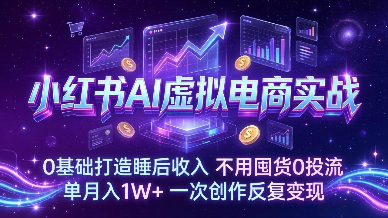 小红书AI虚拟电商实战课：0基础也能躺赚，不囤货不投流，月入过万不是梦-安索博客网