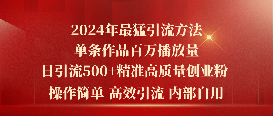 2024超猛暴力引流法！一条视频百万播放，一天搞500+精准创业粉-安索博客网