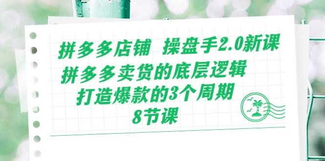 （10859期）拼多多店铺操盘手2.0新课，拼多多卖货的底层逻辑，打造爆款的3个周期-8节-安索博客网