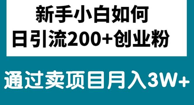 （10843期）新手小白也能每天引流200+创业粉，靠卖项目月入3万+-安索博客网
