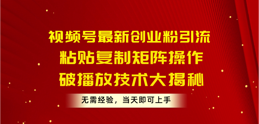 视频号最新创业粉引流，复制粘贴就能搞，破播放技巧全公开，零经验也能玩-安索博客网