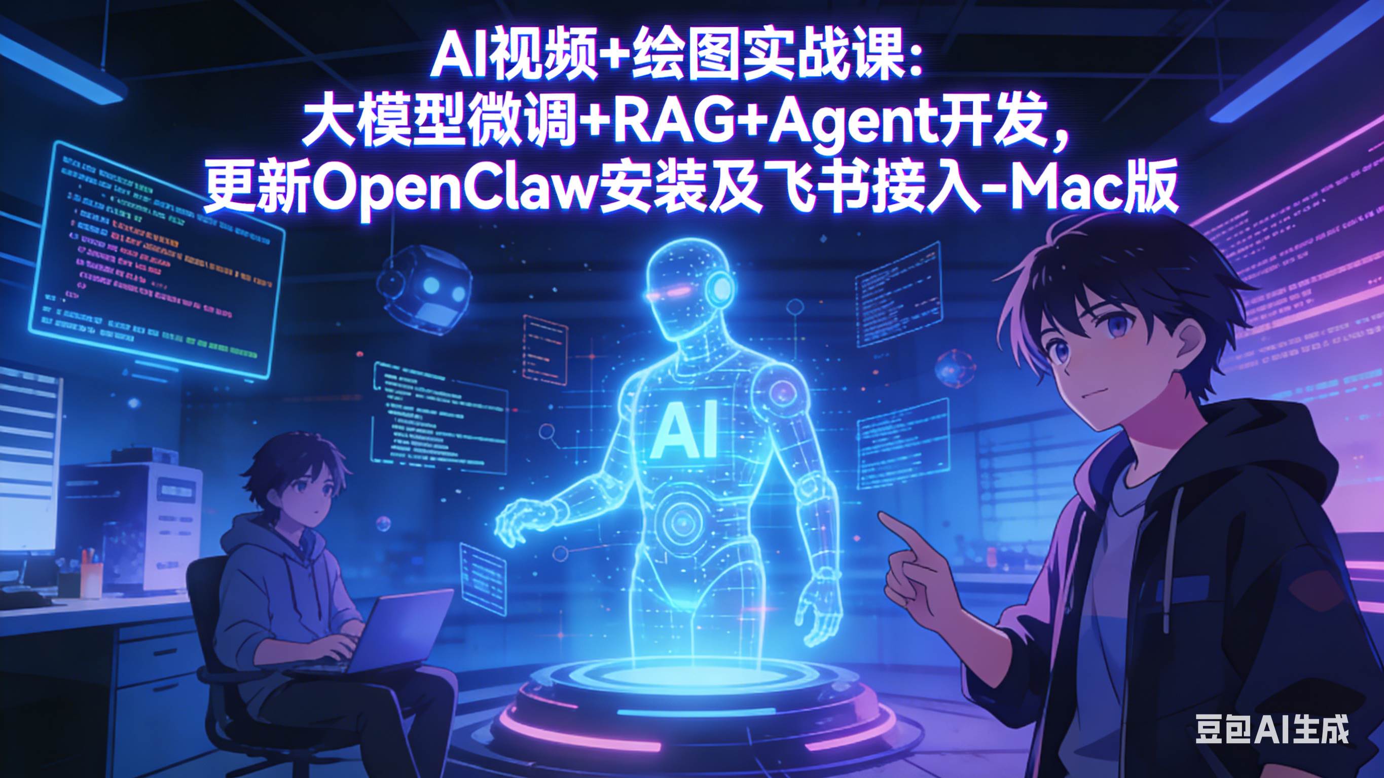 AI视频+绘图实战课：大模型微调+RAG+Agent开发，更新OpenClaw安装及飞书接入-Mac版-安索博客网