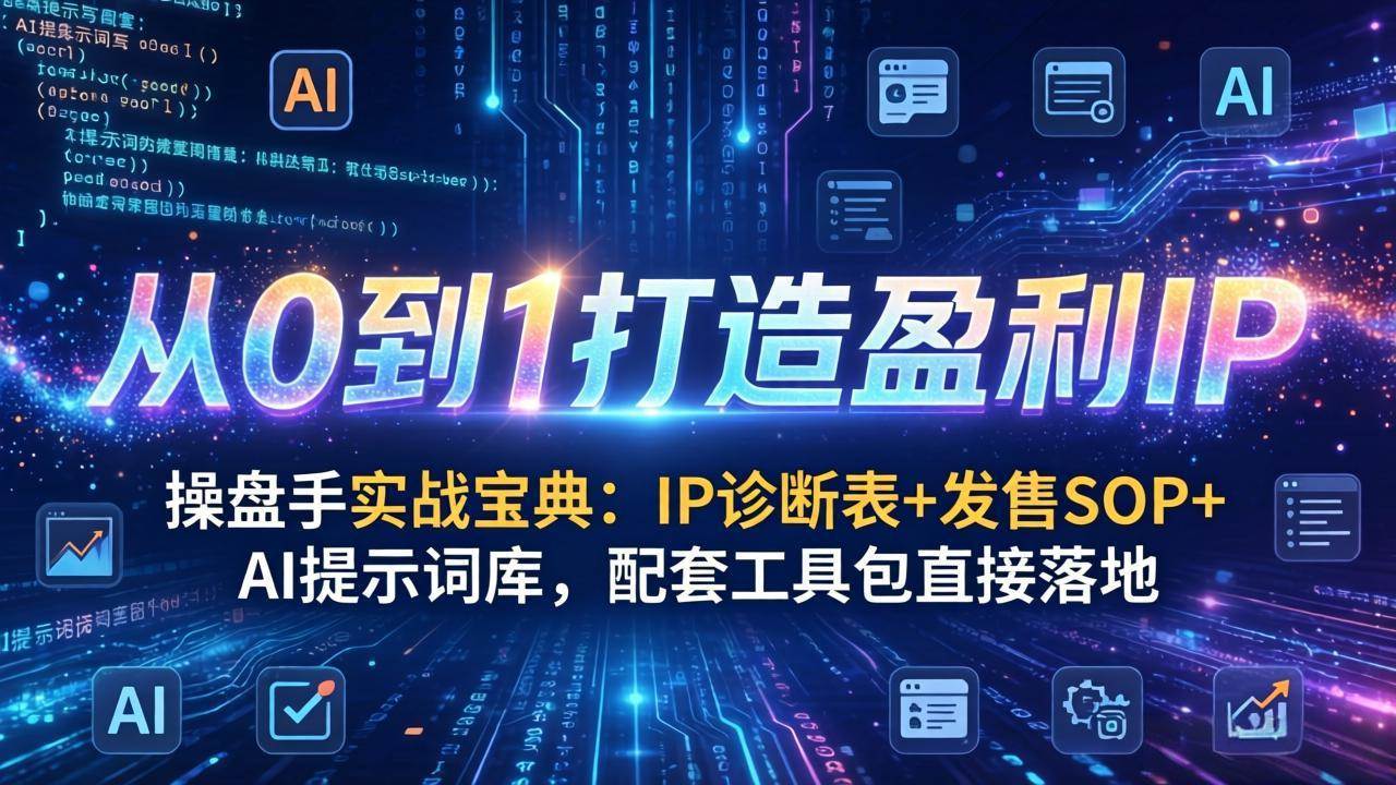 （17593期）操盘手实战宝典：IP诊断表+发售SOP+AI提示词库，配套工具包直接上手，从0到1做出赚钱的IP-安索博客网