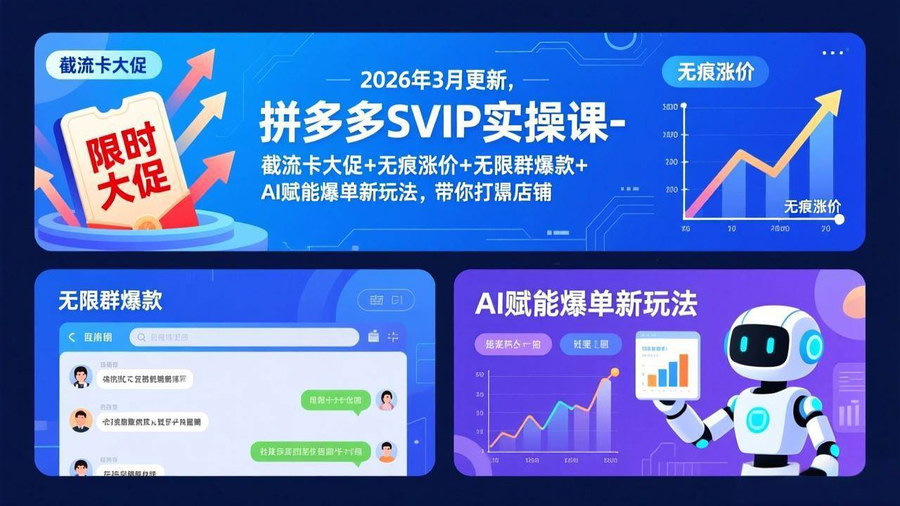 拼多多SVIP实操课-26年3月，截流卡大促+无痕涨价+无限群爆款+AI赋能爆单新玩法，带你打爆店铺-安索博客网