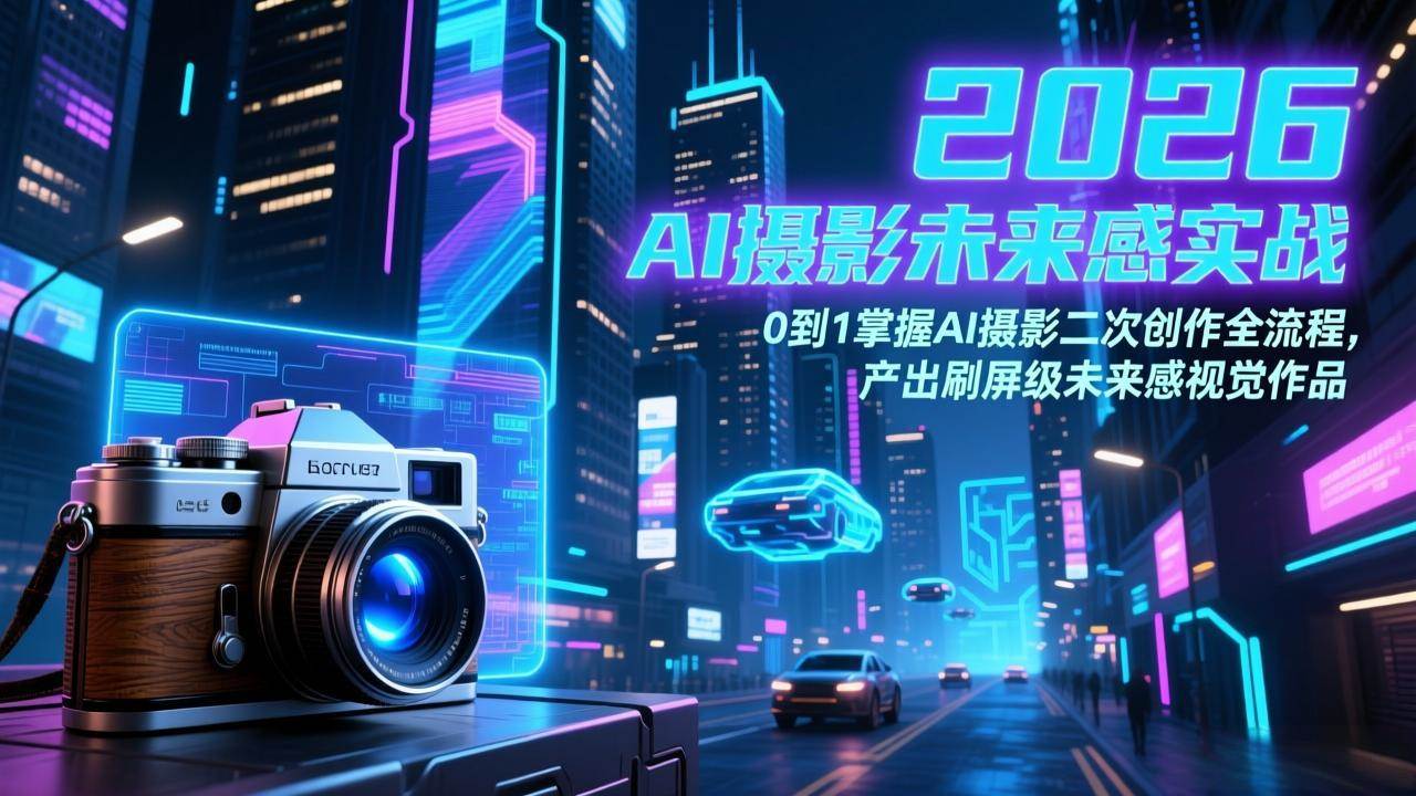 2026 AI摄影未来感实战课：零基础玩转二次创作，搞定刷屏级未来风大片-安索博客网