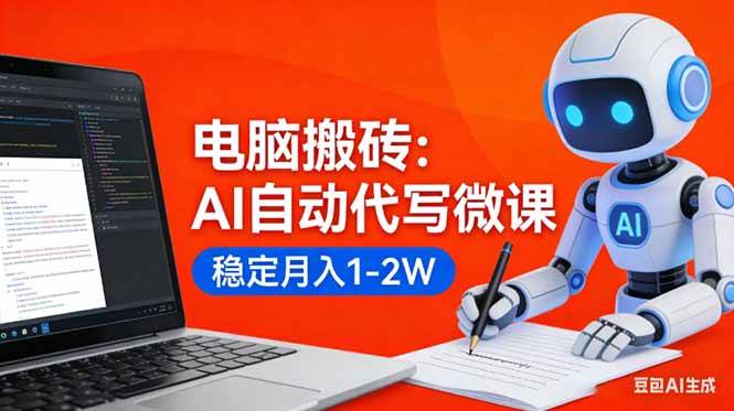 电脑搬砖：AI自动写微课，月入1-2W不难，还给你接单渠道，小白零门槛也能搞！-安索博客网