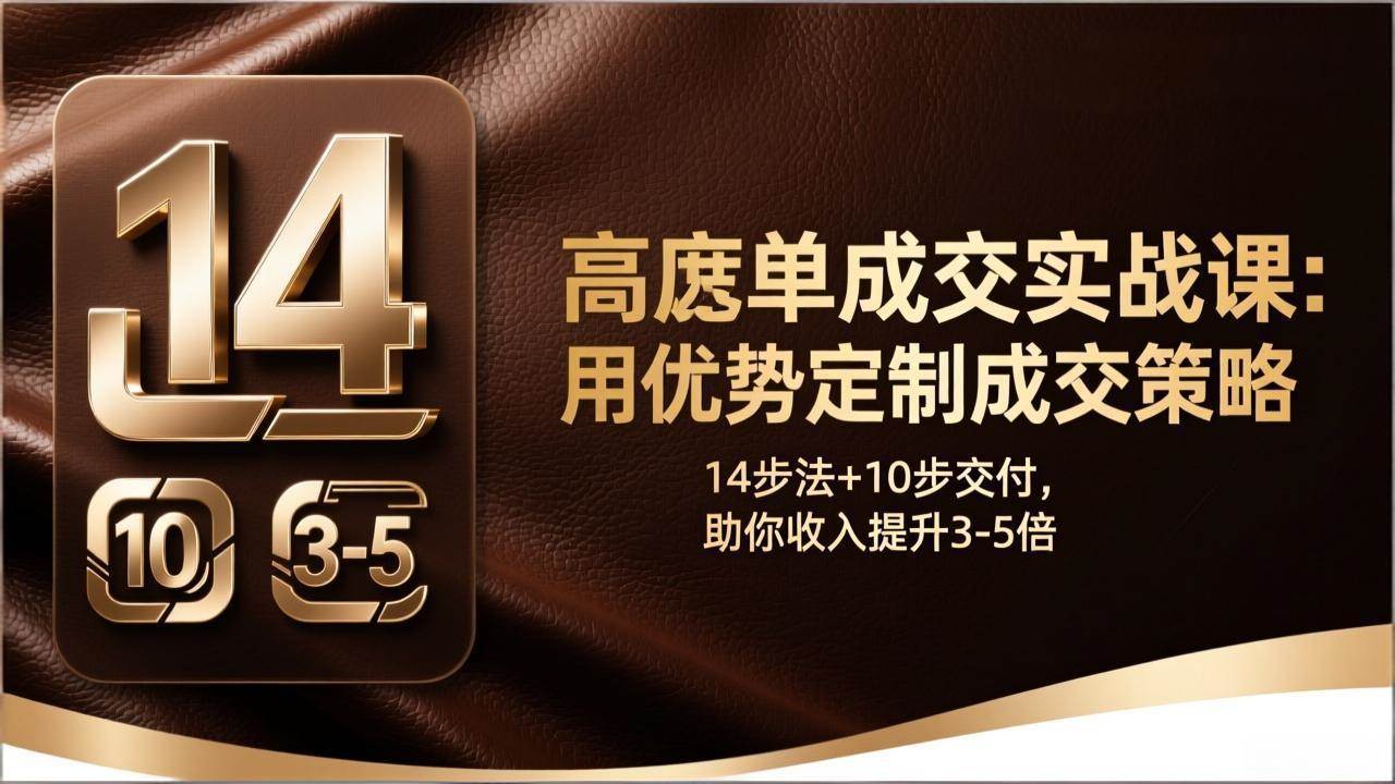 高客单成交实战课：用你的优势定制成交策略，14步法+10步交付，收入轻松翻3-5倍-安索博客网