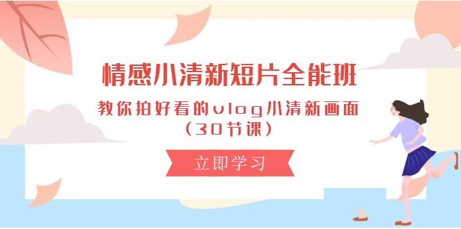 (10567期) 情感小清新短片全能班，30节课教你拍出超好看的vlog画面-安索博客网