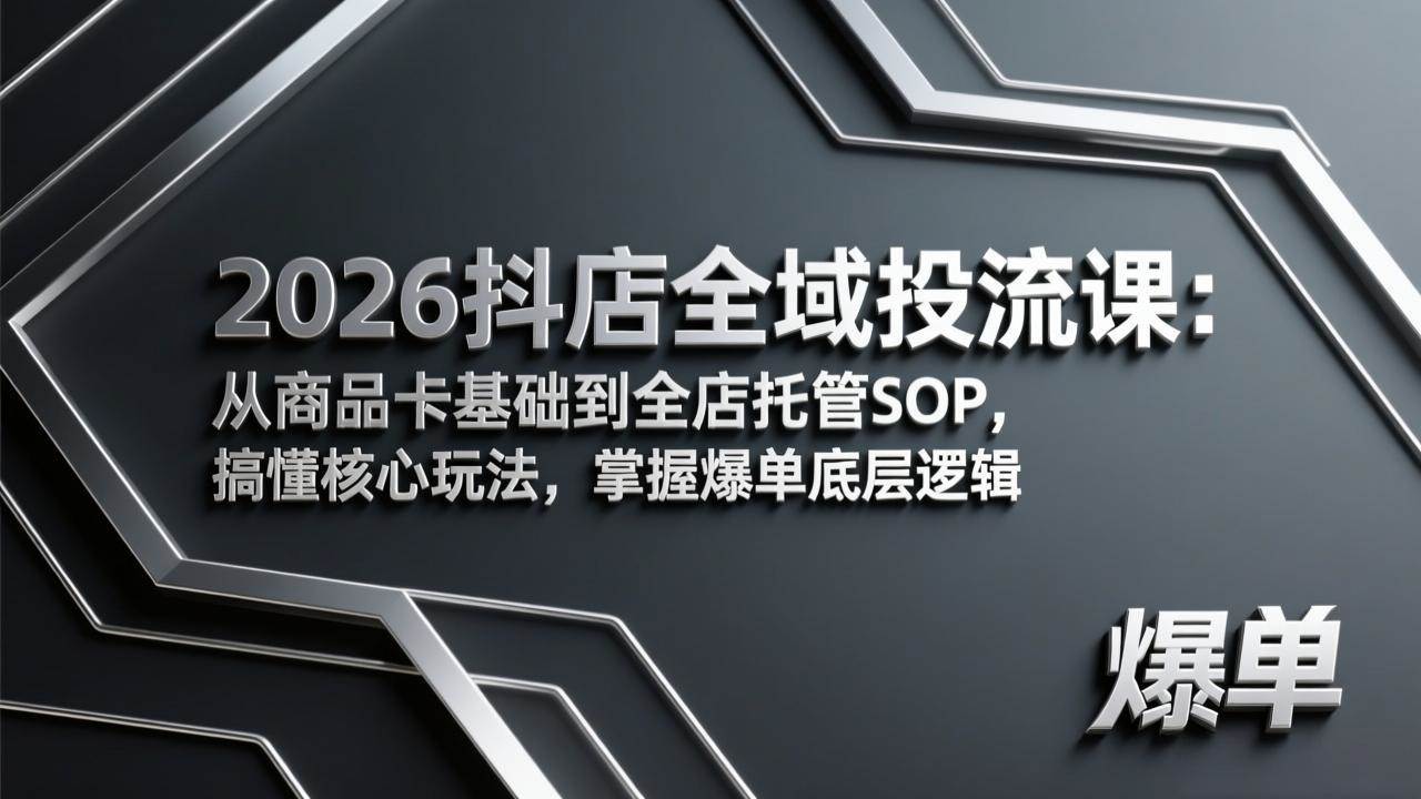 2026抖店全域投流课：从商品卡到全店托管，轻松搞懂爆单套路-安索博客网
