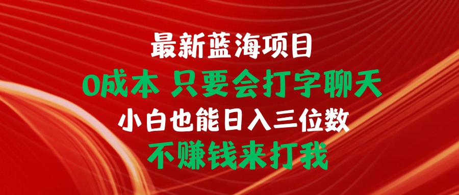 （10424期）最新蓝海项目，零成本上手！只要会打字聊天，小白也能日赚三位数，赚不到钱你来找我！-安索博客网