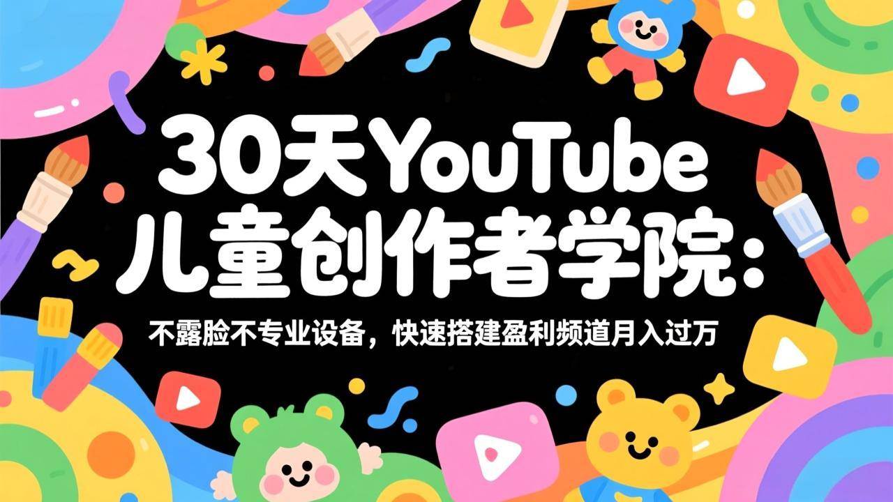 30天YouTube儿童创作者学院：不露脸、不用专业设备，轻松搭个赚钱频道，月入过万不是梦-安索博客网
