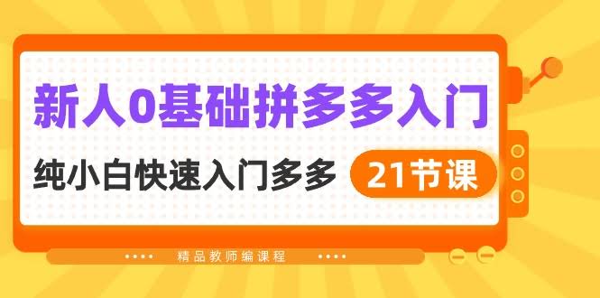 新手也能轻松搞定拼多多！0基础入门课（21节课）-安索博客网