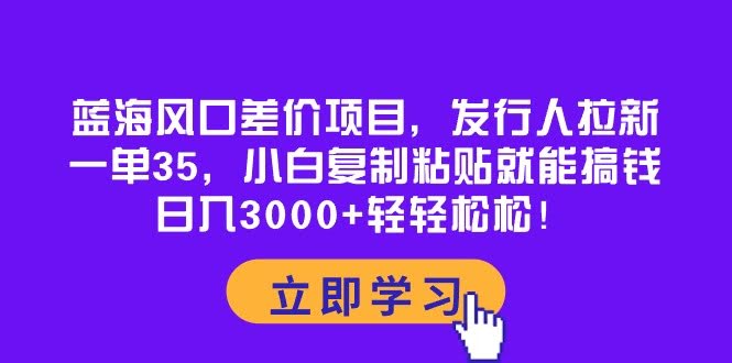 这个蓝海风口差价项目，发行人拉新一单35，小白复制粘贴就能赚！日入3000+不是梦！-安索博客网