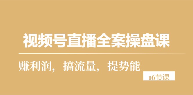 （10207期）视频号直播全案操盘课，赚利润，搞流量，提势能（16节课）-安索博客网