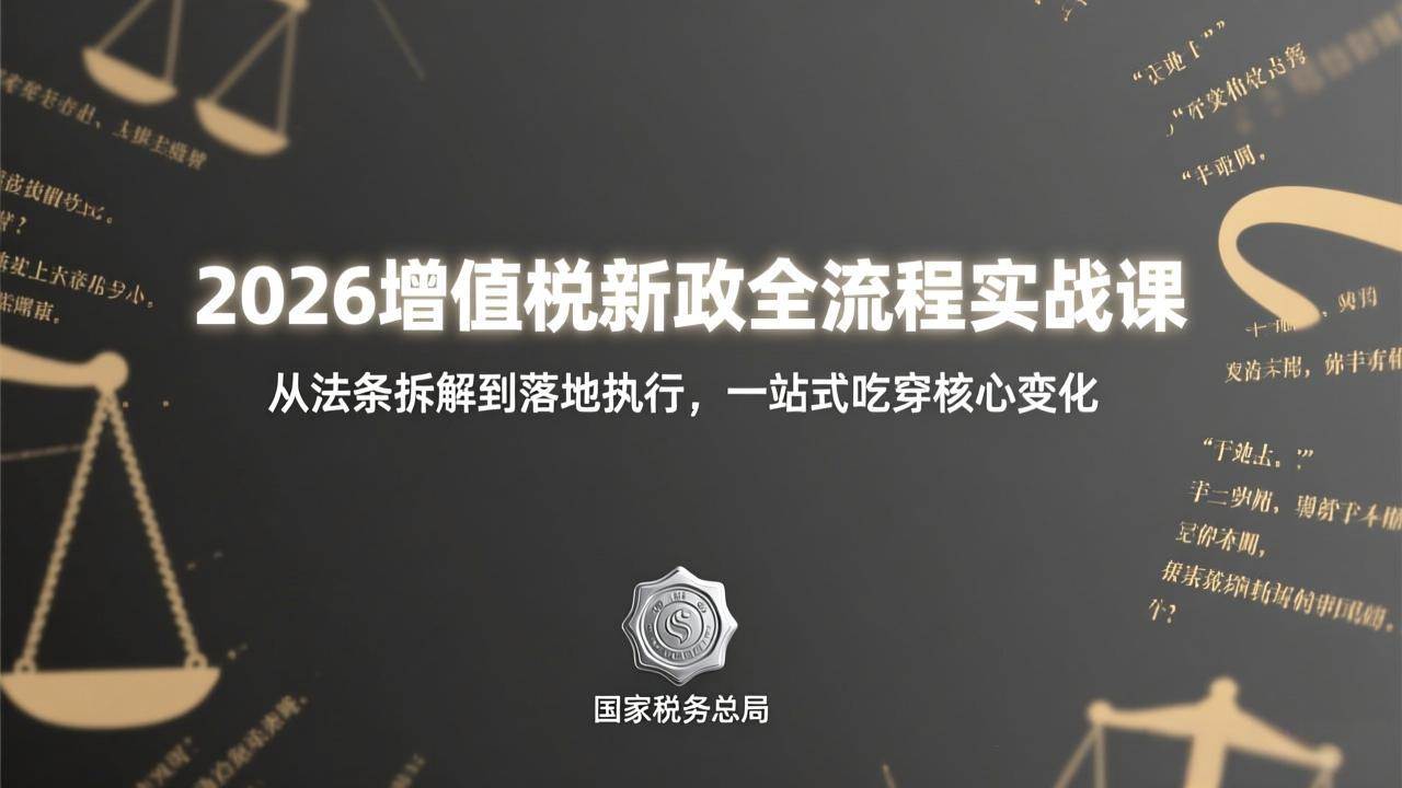 （17529期）2026增值税新政全流程实战课：从法条拆解到落地执行，一站式吃透核心变化-安索博客网
