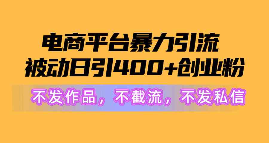 电商平台暴力引流，一天被动加400+创业粉，不发作品、不截流、不发私信-安索博客网