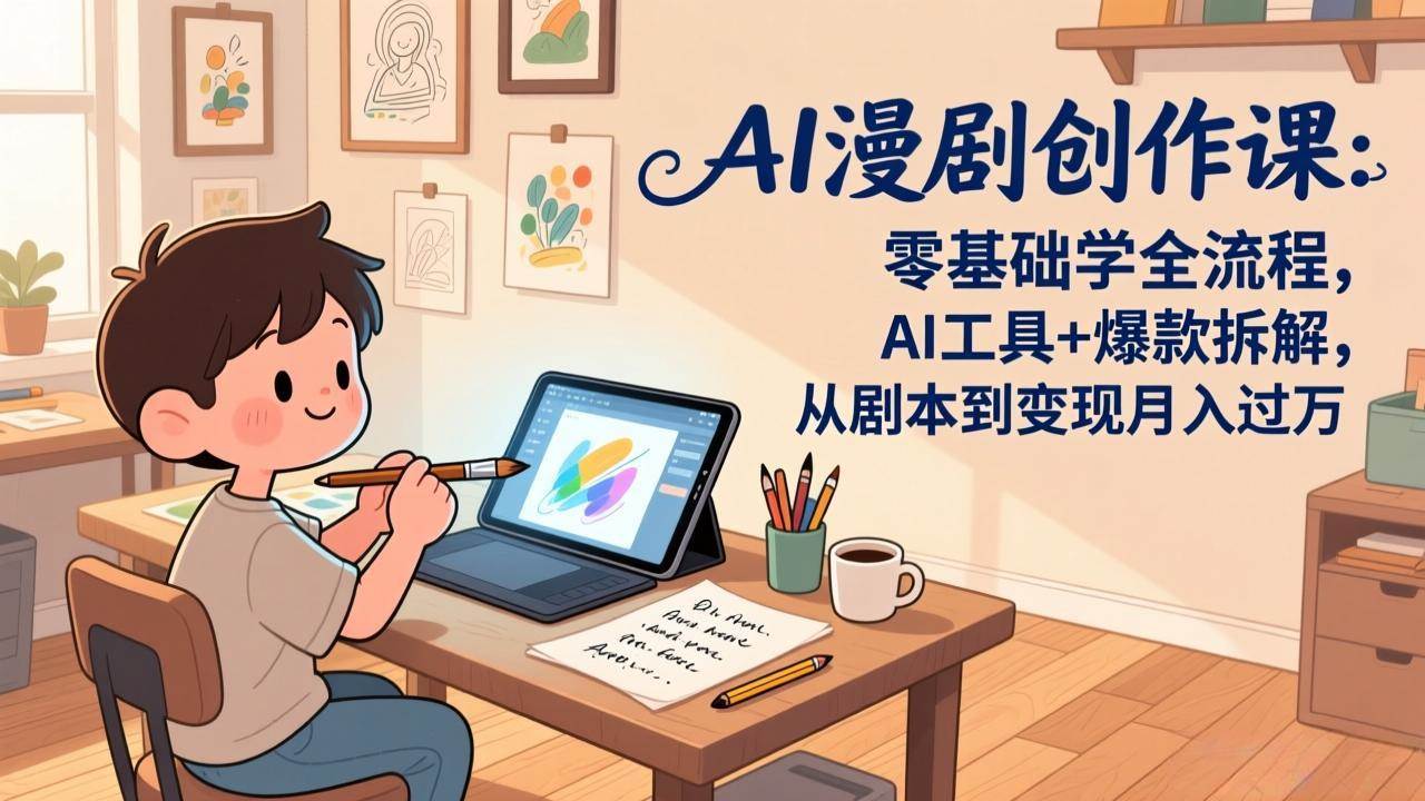 AI漫剧创作课：零基础也能上手，AI工具+爆款拆解，从剧本到变现月入过万-安索博客网