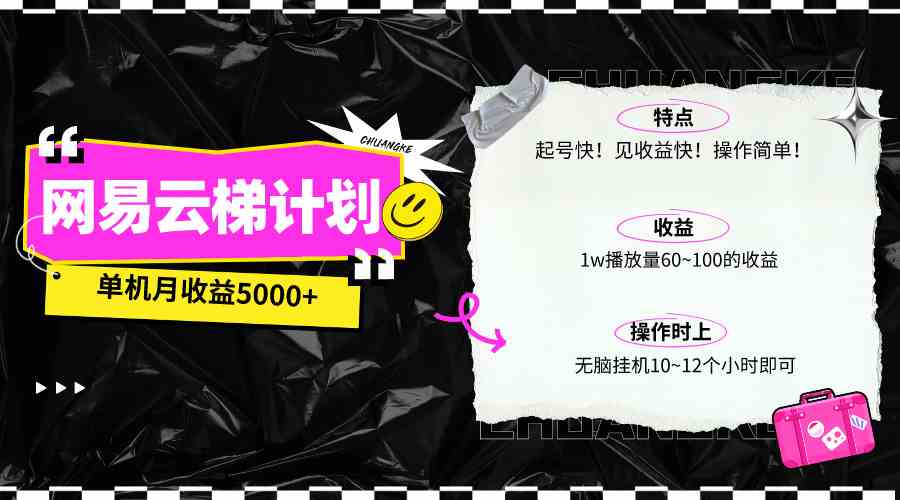网易云梯计划网页版，单机月入5000+！还能放大操作-安索博客网