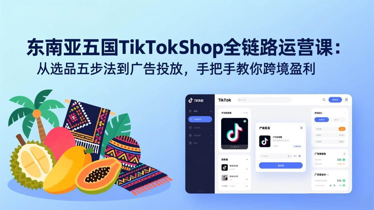 东南亚五国TikTok Shop全链路运营课：从选品五步法到广告投放，手把手教你跨境赚钱-安索博客网