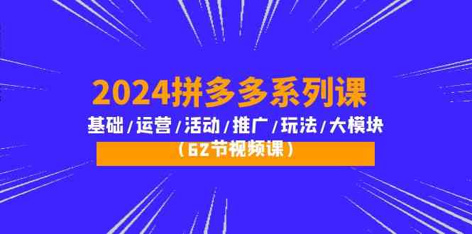 2024拼多多系列课：从零基础到大神，62节视频课全搞定-安索博客网