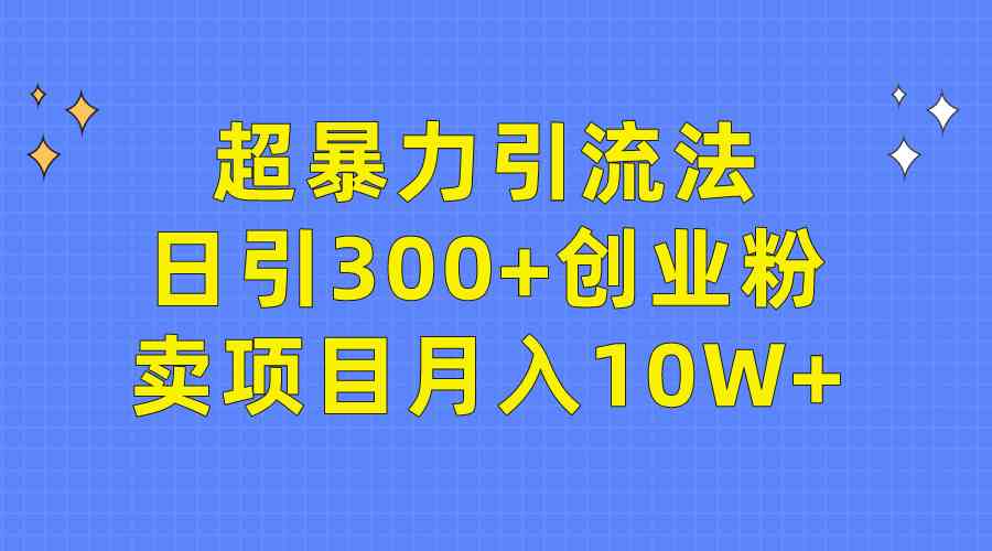 （9954期）超暴力引流法，每天拉300个创业粉，卖项目月入10万+-安索博客网
