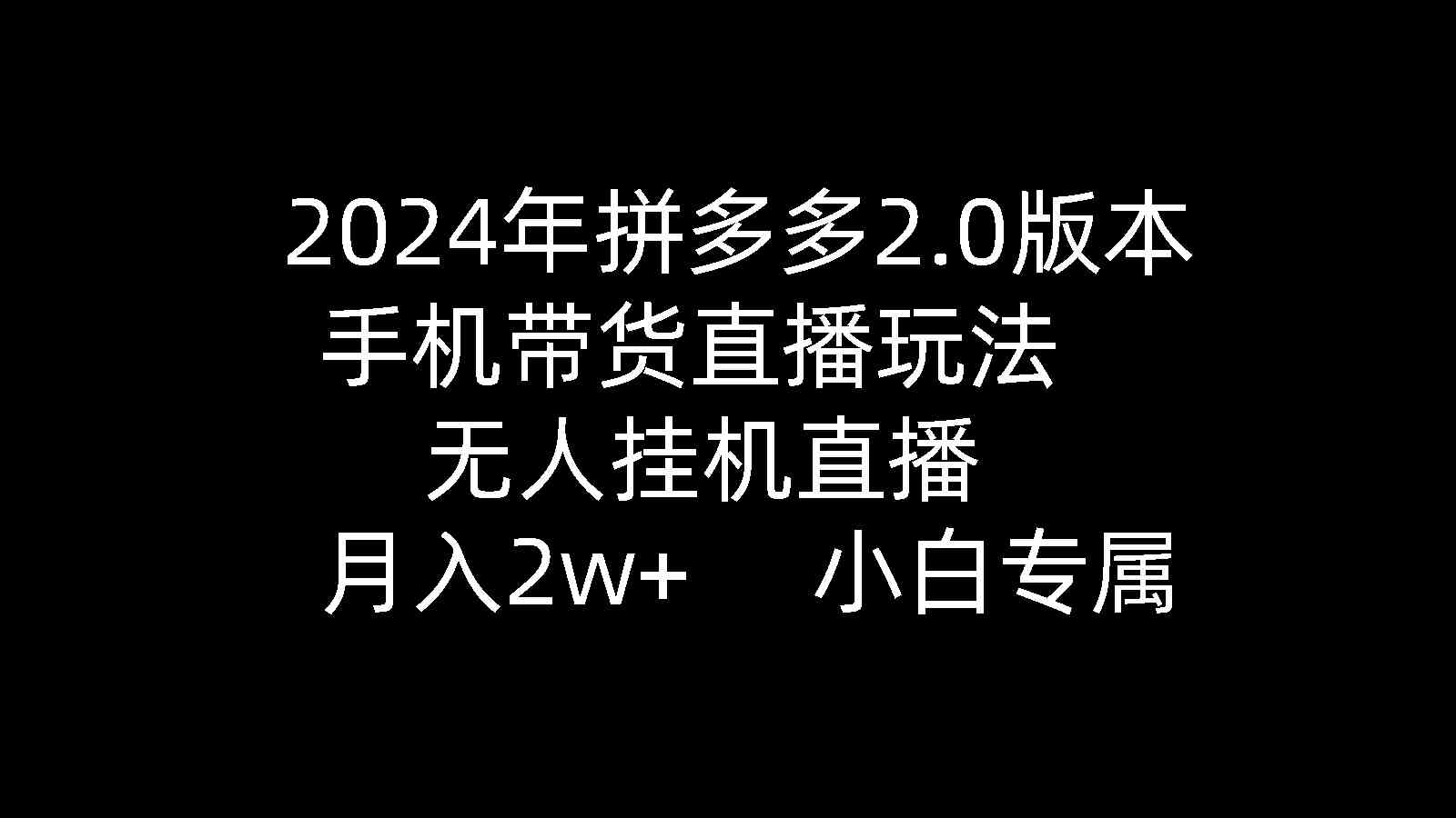 （9768期）2024拼多多2.0版，手机带货直播，无人挂机，月入2w+，小白也能玩-安索博客网